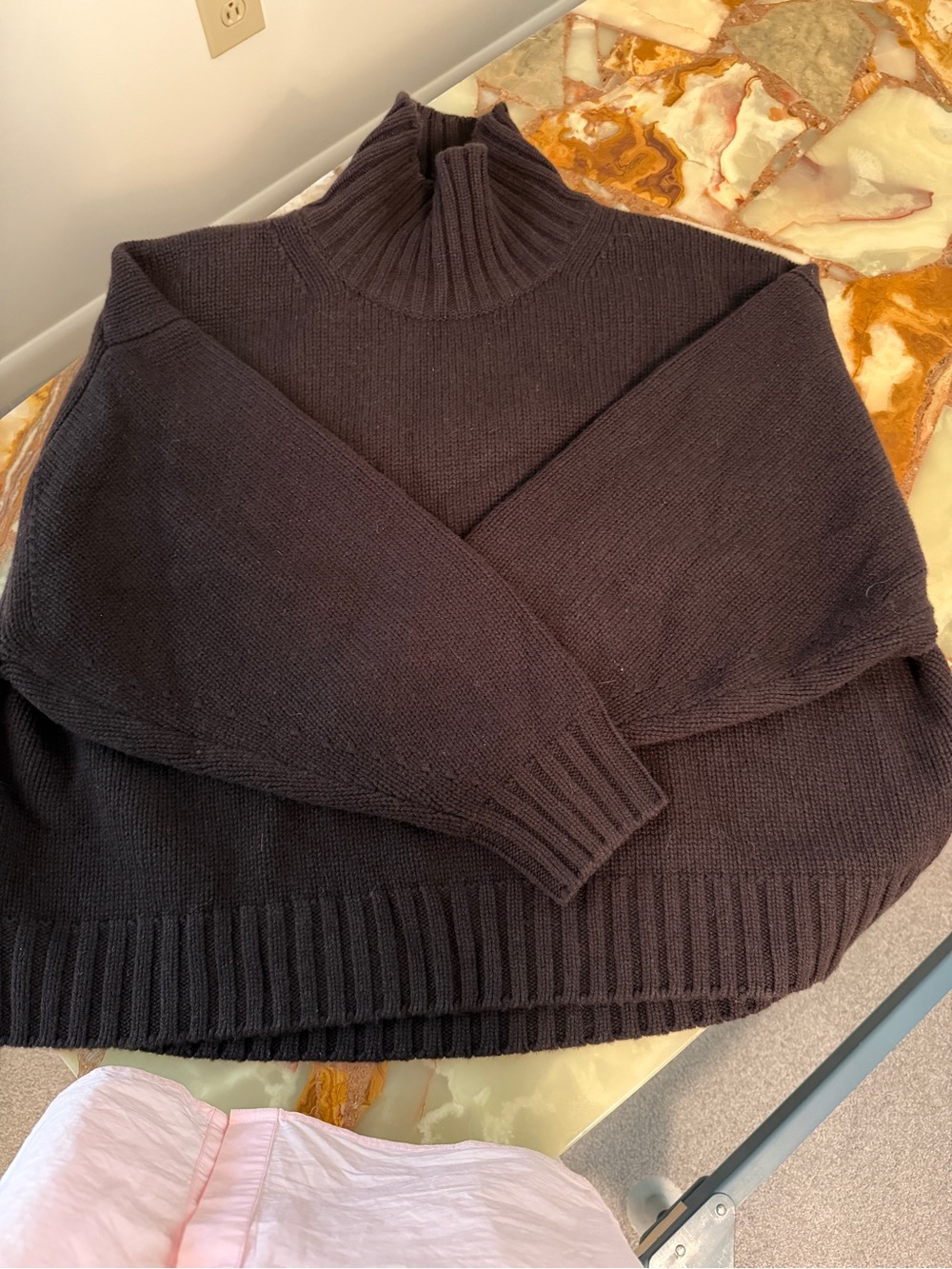 COS Black Ribbed Turtleneck Sweater